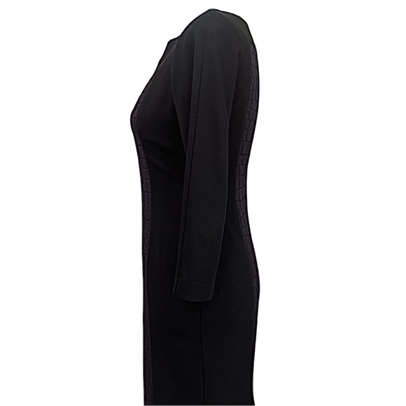 Lafayette 148 New York Black 3/4 Sleeve Crew Neck Black Knee Length Dress - Picture 5 of 14